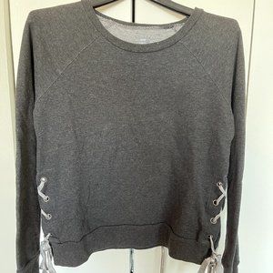 Aerie Side Tie Lace Up Charcoal Gray Sweatshirt